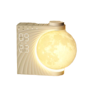 Lampe lunaire, réveil lumineux en plastique, 8 couleurs LED, lumière de réveil, double alarme, fonction snooze, 10 sons naturels [Énergie - Product Image 1