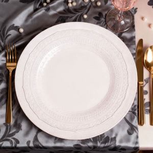 In Stock Light pink Embossed Lace Plate with New Bone China Charger Plates Wedding <b>Dinnerware</b> <b>Set</b> - Product Image 1