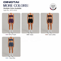 Ensemble de yoga deux pièces color block avec haut dos nu sans manches à coussinets amovibles et short taille haute à bordure contrastante pour l'extérieur