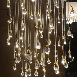 Lustre en cristal de luxe en forme de goutte d'eau <span class=keywords><strong>pour</strong></span> hôtel, éclairage de <span class=keywords><strong>plafond</strong></span> haut avec <span class=keywords><strong>suspension</strong></span> <span class=keywords><strong>pour</strong></span> longues escaliers - Product Image 6