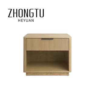 Modern 1-Drawer Oak Wooden Bedside Table <strong>Mirrored</strong> Finish Wide <strong>Nightstands</strong> for Home Hotel Nordic Style Foldable Design for Living - Product Image 1