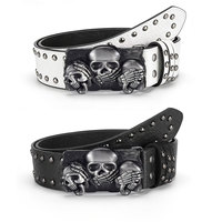 Ceinture pour homme personnalisée avec clous, boucle crâne et geste de main, style Punk Gothique, sangle à rivets, accessoire de taille rétro rock pour tenues en jean
