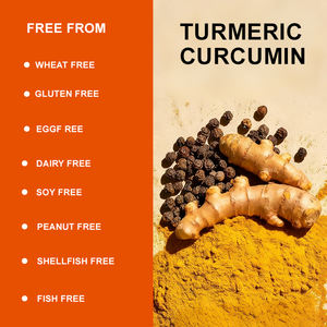 كبسولات الكركم عالية الجودة، مكمل غذائي مصنوع من مستخلصات الأعشاب الطبيعية، خالٍ من المواد المعدلة وراثياً والغلوتين - Product Image 2