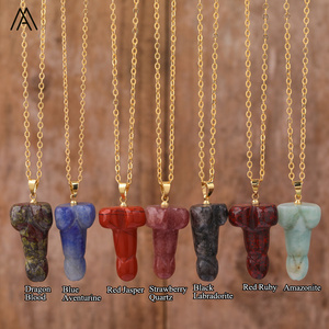 Collar de pene de cristal dorado, joyería colgante de moda para fiesta, boda, piedras preciosas curativas, Reiki, Chakra, energía, Phallus, gargantillas - Product Image 6