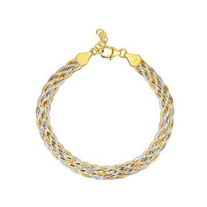 Xinfly 2.8mm 4mm 6mm Non Tarnish Minimalist Simple 18k Real Gold Three Colors Woven Twist Rope <b>Men</b> Chain Bracelet <b>Bangle</b> - Product Image 1