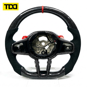 Volant sport en fibre de carbone TDD compatible avec BMW CS avec marqueur central rouge - Product Image 1