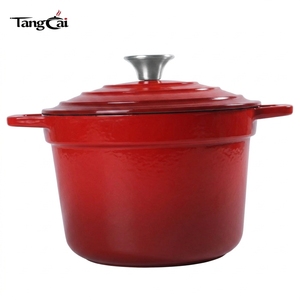 Marmite hollandaise profonde ronde en <span class=keywords><strong>fonte</strong></span> <span class=keywords><strong>émaillée</strong></span> rouge de 5 litres avec couvercle, compatible four, pour la cuisson du riz  Toxique pour la cuisine quotidienne familiale à la maison - Product Image 1