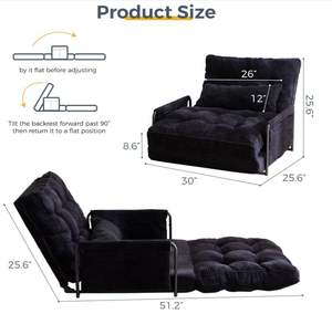 أريكة استرخاء قابلة للطي بخمس وضعيات مع وسادة، سرير أرضي قابل للتعديل للمنزل بسعر مخفض - Product Image 2