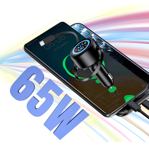 Chargeur de voiture rétractable avec surveillance en temps réel, adaptateur USB portable à charge rapide, chargeur multifonction Type C - Product Image 2