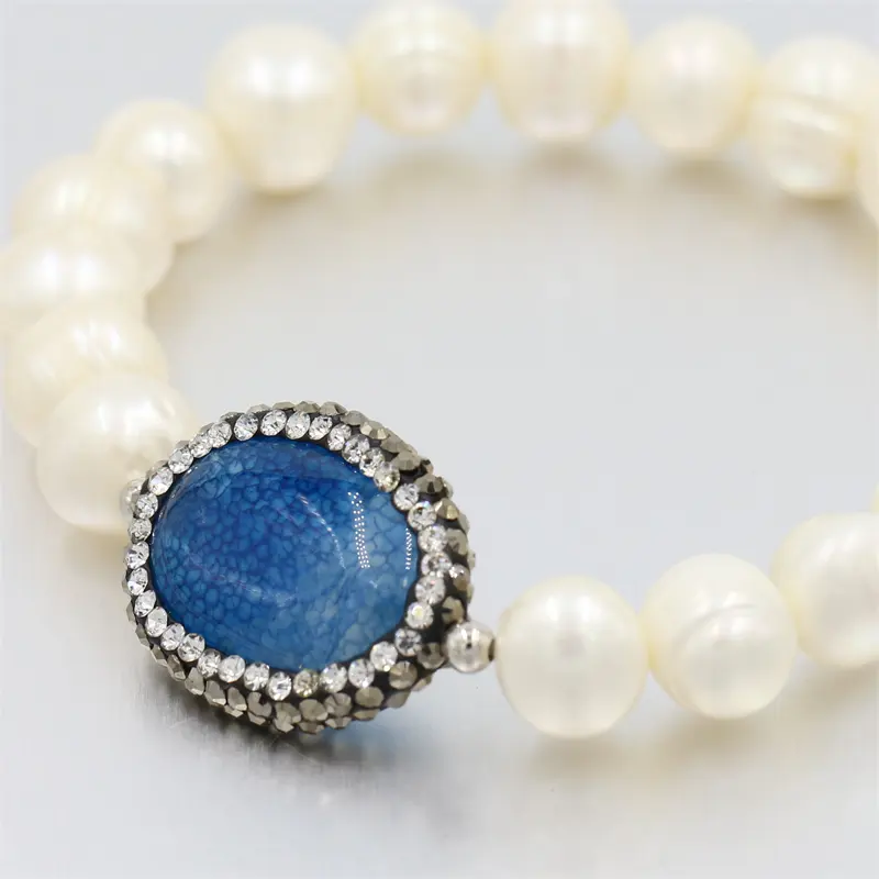Braccialetto di perle estive bracciale vintage da donna bracciale con perline di perle d'acqua dolce con diamanti naturali