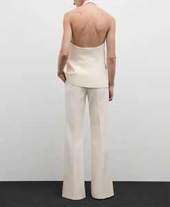 Nouveau gilet et pantalon en lin mélangé sans manches dos nu pour l'été à la mode personnalisée en gros pour femmes - Product Image 4