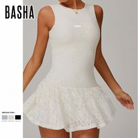 La robe de course respirante en dentelle et maille nude de haute qualité la plus vendue est un nouveau produit de la gamme de vêtements de sport pour femmes