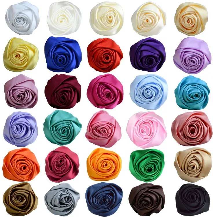 5.5cm DIY Fabric Flowers Factory wholesale Satin Roses Artificial Flowers For Wedding Dress Decoration
