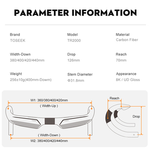 <span class=keywords><strong>Manillar</strong></span> de <span class=keywords><strong>Carretera</strong></span> <span class=keywords><strong>Aero</strong></span> de Fibra de <span class=keywords><strong>Carbono</strong></span> Premium con Cableado Interno Completo Personalizable para Bicicletas de <span class=keywords><strong>Carretera</strong></span>, Diseño Ligero de Alta Resistencia - Product Image 2