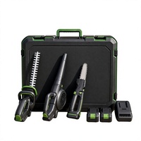 Kit d'outils de jardinage sans fil 20V 3 en 1 : taille-haie, souffleur de feuilles, scie de taille-arbre avec batteries, chargeur et étui