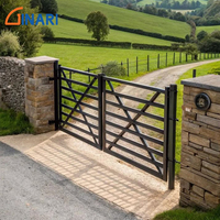 Portail double rustique en alliage d'aluminium imitation bois pour ferme, portail battant pour allée extérieure de villa