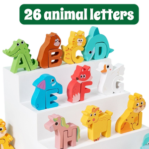 Puzzle Alfabetico in Legno per Bambini, 52 Pezzi, Gioco di Abbinamento ABC <span class=keywords><strong>con</strong></span> Animali e Borsa Portaoggetti - Product Image 4