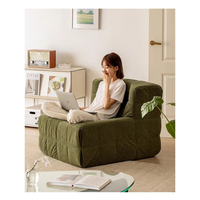 Sofá sin marco amarillo de un solo asiento lujoso moderno, sofá minimalista, con cubierta de cama de sala de estar de tela de madera comprimida al vacío.