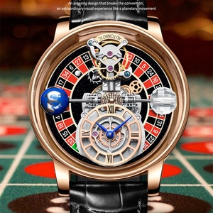 Montre PINDU 2023 pour homme, montre à quartz dorée bleue céleste, montre pour homme en cuir, montre pour homme d'affaires, réglage de l'heure - Product Image 5