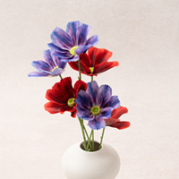 Fleurs artificielles en soie, verdure, 3 têtes de Potentilla Fruticosa simulées, pour vitrine, aménagement paysager et décoration intérieure