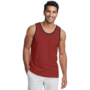 2026 Vintage Style Quick Dry Men's Tank Top Custom Logo Premium Quality Knitted <b>Athletic</b> & Training Top Breathable Print Design - Product Image 1