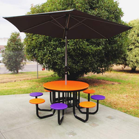 Ensemble table et bancs de salle à manger extérieurs sur mesure pour projets municipaux, en acier galvanisé durable, imperméable et résistant aux UV, pour cours