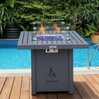 Table de foyer à gaz carrée en aluminium de 26 pouces avec brûleur de foyer de 45000 BTU