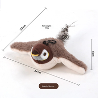 Jouet pour chat électrique, jouet en peluche réaliste pour animaux de compagnie, jouet interactif pour chat, rechargeable, oiseau qui bat des ailes, moineau