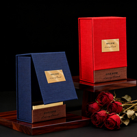 Boîtes rigides de luxe pour parfums, sur mesure, avec logo personnalisé, design haut de gamme, rouge/noir, gaufrage, fermeture magnétique, emballage cadeau
