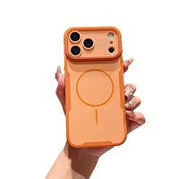 Coque de protection magnétique en acrylique mat couleur unie avec grande fenêtre, antichute, compatible avec 18 Pro Max, 17/16