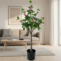 Spezielle Künstliche Rote Paprika Topfpflanze Künstlicher Immergrüner Baum für Chinesisches Neujahr Heimparty Weihnachtsgeschenk Außendekoration