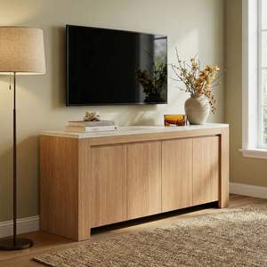 Aparador Tradicional con Almacenamiento, Diseño Arqueado, 2 Puertas, Estantes Ajustables, Gran Capacidad, Mesa Consola <span class=keywords><strong>para</strong></span> Comedor - Product Image 4