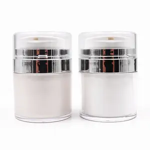 Factory Price Luxury Empty 30g 50g 100g Face Cream Lotion White Acrylic Plastic Jars Double Wall Cosmetic Airless Pump Jar