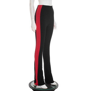 Pantalon long décontracté pour femme, taille haute, coupe droite, extensible, ajusté, color-block, athlétique, collection automne/hiver, tendance - Product Image 5