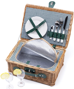 Cesto da Picnic JY OEM <span class=keywords><strong>per</strong></span> 2-4 Persone, Cesto in <span class=keywords><strong>Vimini</strong></span> <span class=keywords><strong>per</strong></span> Snack e Alimenti, Regalo da Picnic con Fodera a Quadretti - Product Image 5