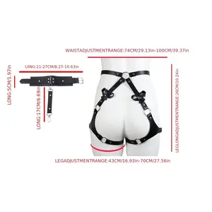 Pulseira de couro PU punk para pernas e coxas, cinto de bondage para mulheres, acessório gótico para pernas e coxas, rebite com laço - Product Image 4