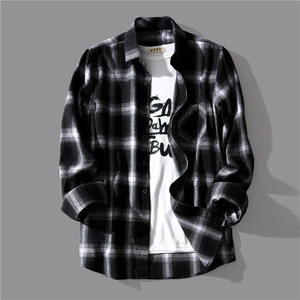 <span class=keywords><strong>Camisa</strong></span> de Manga Larga a Cuadros para Hombre con Sentido <span class=keywords><strong>del</strong></span> Diseño de Nicho Retro Holgada Estilo Versátil - Product Image 6