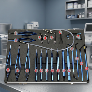 Ensemble d'instruments de greffe de cheveux en alliage de titane, 21 pièces, manuel, bleu, kit d'instruments chirurgicaux, utilisation en hôpital et en clinique, réutilisable, certifié CE - Product Image 1