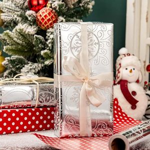 Custom Shiny Sliver Reversible Snowflake Bell <b>Wrapping</b> <b>Paper</b> for Christmas Gift Packaging <b>Paper</b> for Party DIY Decoration Holiday - Product Image 1