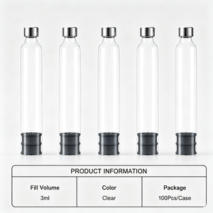 Flacon en verre de 3 ml, flacon de stockage en verre transparent avec bouchon en caoutchouc, emballage personnalisé OEM ODM disponible - Product Image 5