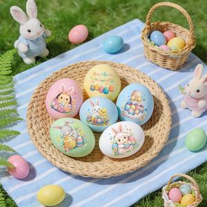 Nouveaux tatouages temporaires de Pâques pour enfants et adultes - Designs mignons de lapins et d'œufs de dessin animé, autocollants de faveurs de fête DIY pour la chasse aux œufs de Pâques - Product Image 4
