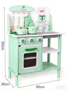 Nouvelle <span class=keywords><strong>cuisine</strong></span> de simulation nordique <span class=keywords><strong>en</strong></span> <span class=keywords><strong>bois</strong></span> pour enfants, jeu de rôle culinaire, vert - Product Image 2