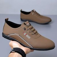 BAEWOON B08 Chaussures décontractées pour hommes, chaussures de conduite, semelle souple, quatre saisons, en cuir, confortables, fines, respirantes, légères, chaussures de sport