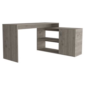 Ridley L-Shaped Writing <b>Desk</b> Light Gray 2-Shelf <b>Computer</b> <b>Desk</b> With Storage Home Office Furniture - Product Image 5