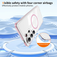 Nouveautés : Étui de protection 360° en acrylique transparent + TPU pour S23 Ultra, design blindé avec support magnétique pour S26/S25/S24