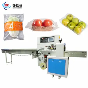 Máquina automática de embalaje de frutas y verduras, envoltura de película adhesiva de línea de flujo, para supermercado, tienda, Apple, ciruela