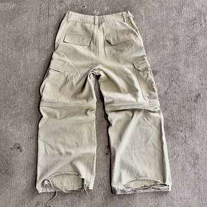 Jean baggy vintage taille haute personnalisé en denim délavé 100 % coton avec poches cargo convertibles pour homme - Product Image 2