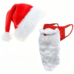 Máscara <span class=keywords><strong>de</strong></span> Barba Navideña, Máscara <span class=keywords><strong>de</strong></span> Algodón Puro Roja, Broma del Día <span class=keywords><strong>de</strong></span> Navidad con Barba Blanca, Gorro <span class=keywords><strong>de</strong></span> Barba, <span class=keywords><strong>Cejas</strong></span>, Decoraciones Navideñas - Product Image 4