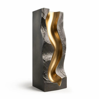 Versilberte Metallskulptur mit Geschnitzter Säule und Goldrillen-Design Personalisierte Musik-Auszeichnung für Bürodekoration Geschenk