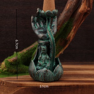 Chinese Style Brass Buddha Hand Lotus <b>Incense</b> Holder <b>Cone</b> Type Religious Decor Home Use Hand Made Metal Ornament - Product Image 4